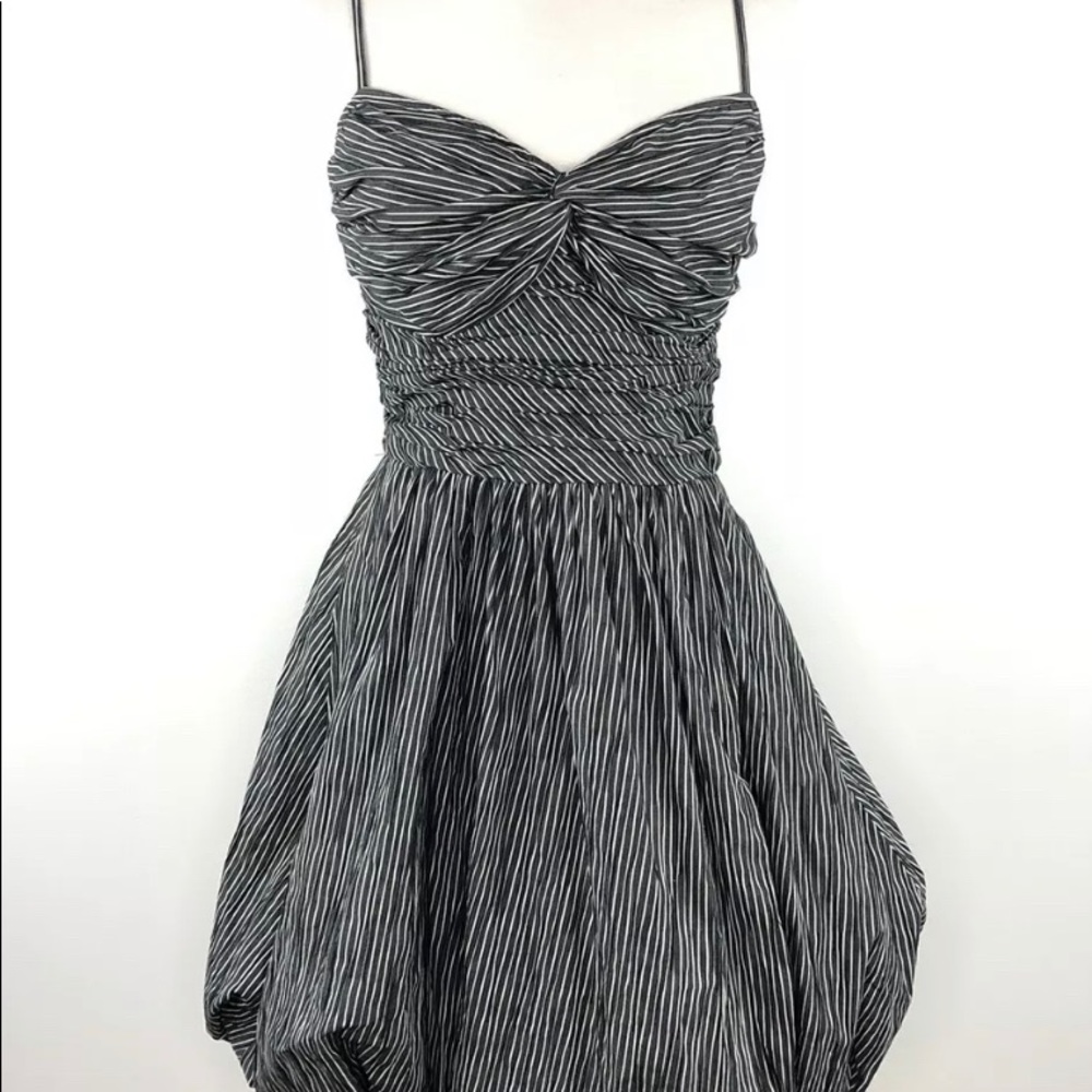 Tracy Reese Charcoal Grey Striped Bubble Hem Dress